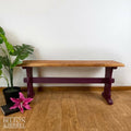 Pine Bench for Hallway or Dining Table in Deep Plum-Belton & Bumble