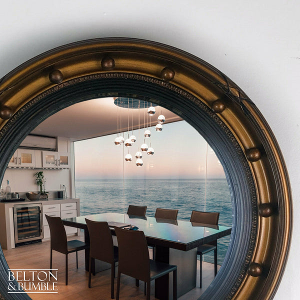 “Porthole” Convex Wall Hanging Mirror in Copper and Black-Belton & Butler