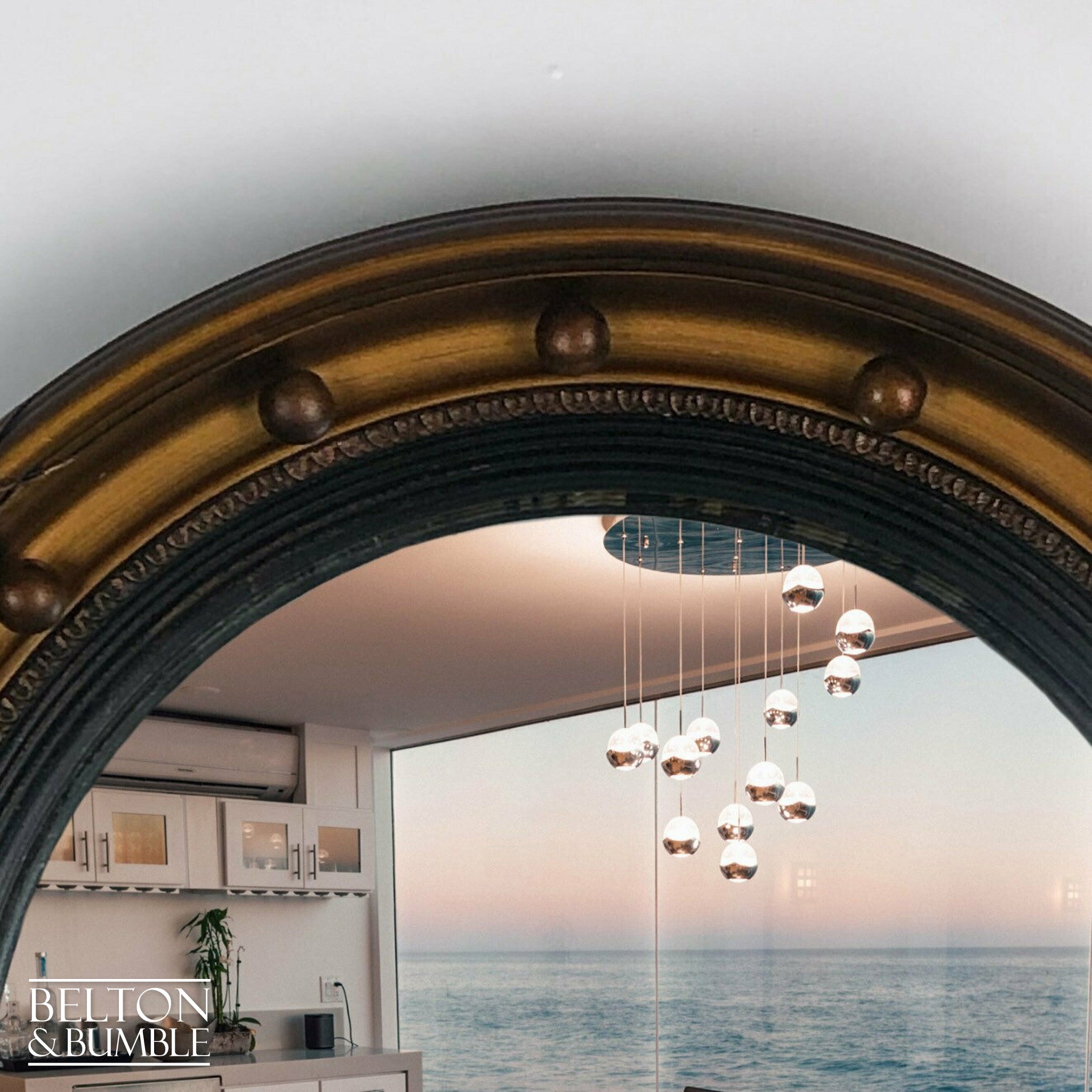 “Porthole” Convex Wall Hanging Mirror in Copper and Black-Belton & Bumble