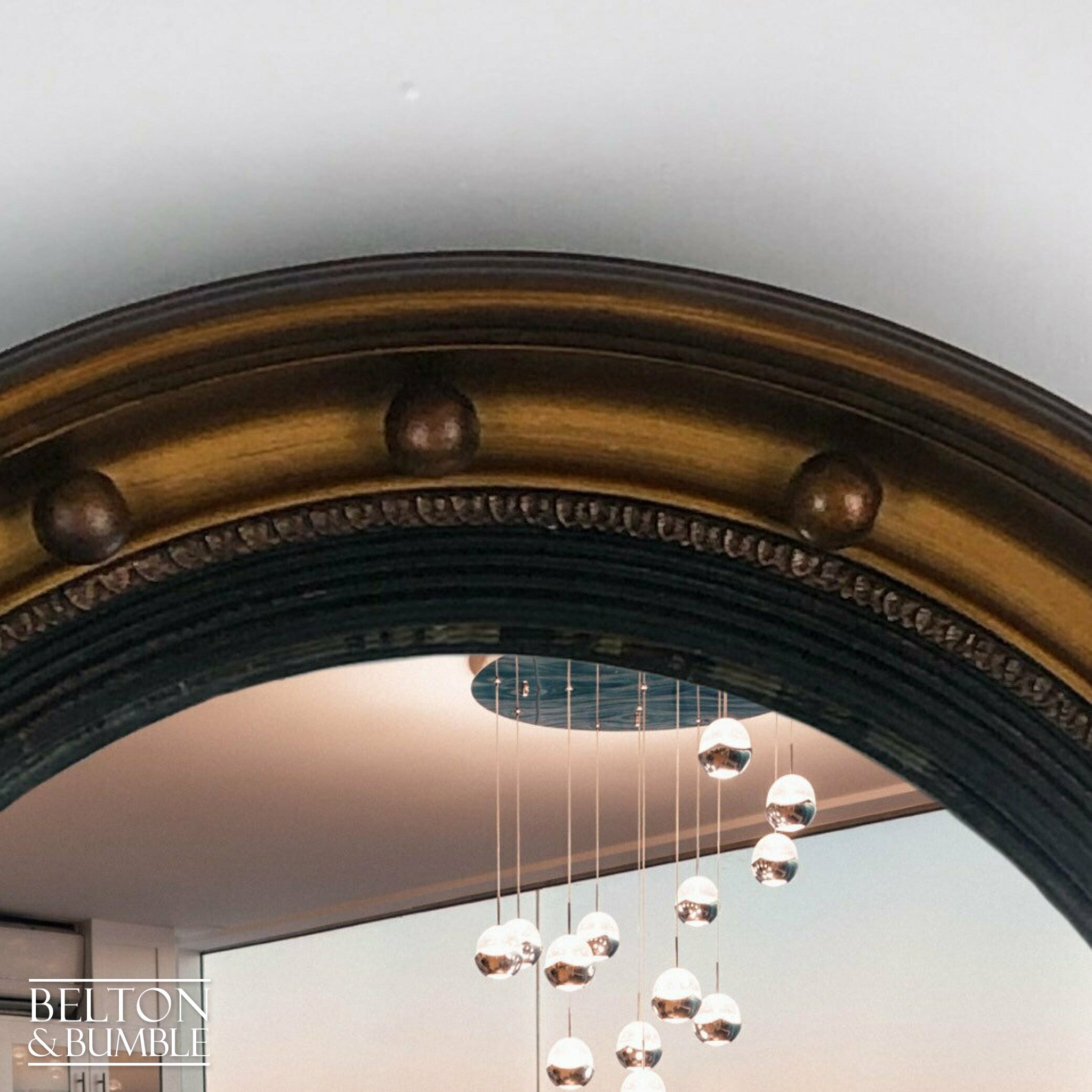 “Porthole” Convex Wall Hanging Mirror in Copper and Black-Belton & Bumble