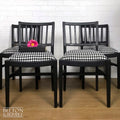 Set of 4 Dining Chairs in Black, Reupholstered with Black and White Houndstooth Fabric-Belton & Bumble