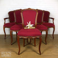 Set of 6 Carved Dining Chairs, Including 4 Chairs and 2 Carvers in Red-Belton & Bumble
