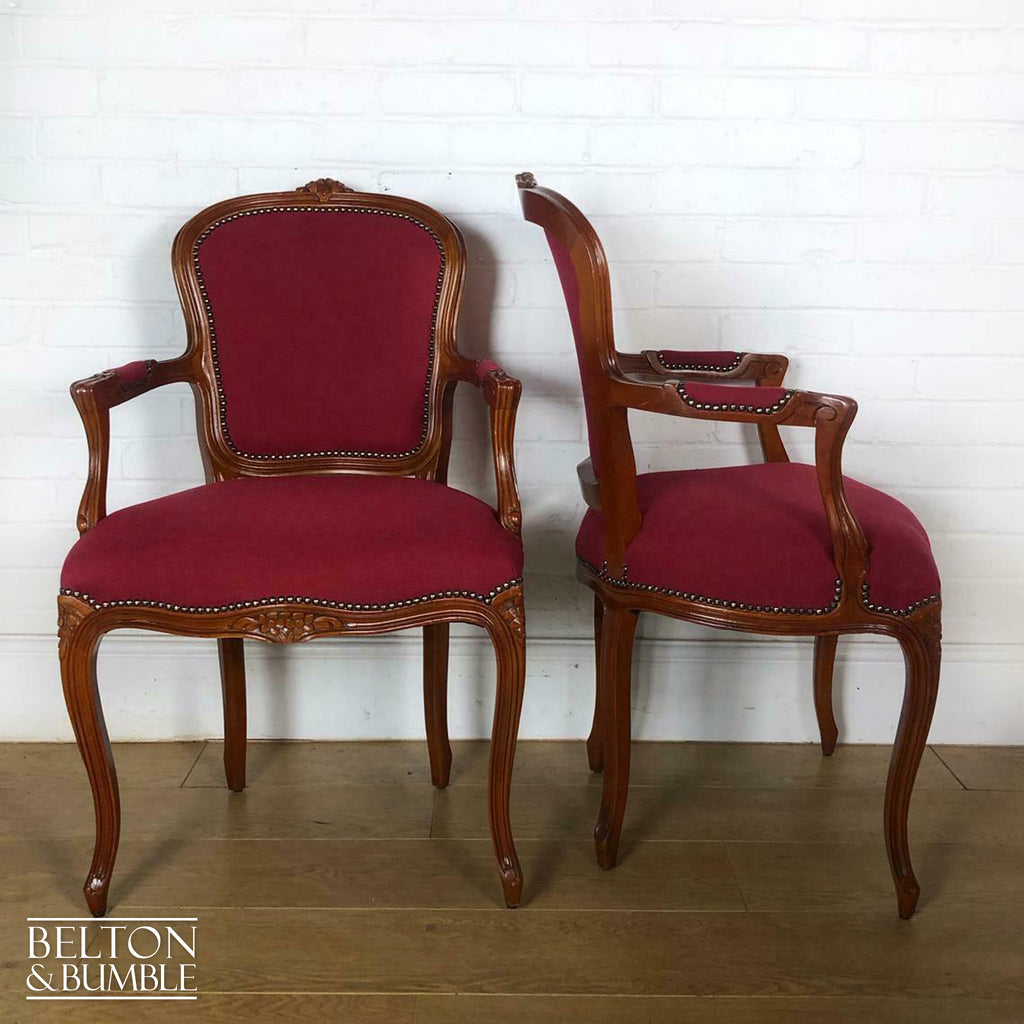 Set of 6 Carved Dining Chairs, Including 4 Chairs and 2 Carvers in Red-Belton & Bumble