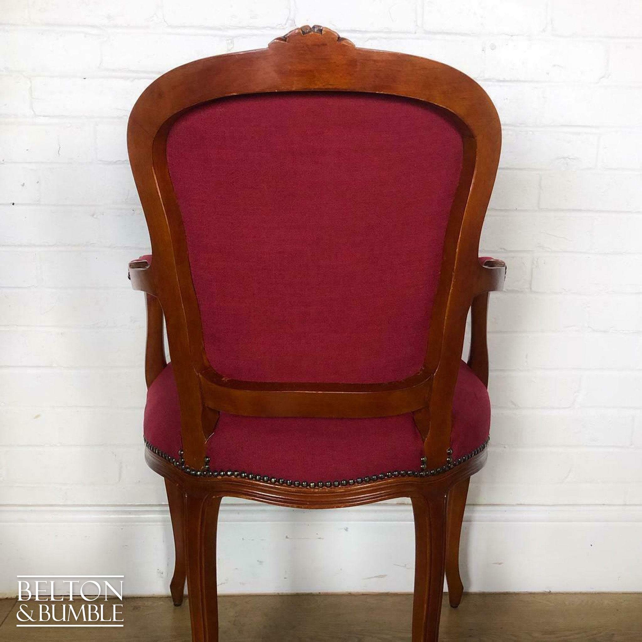 Set of 6 Carved Dining Chairs, Including 4 Chairs and 2 Carvers in Red-Belton & Bumble
