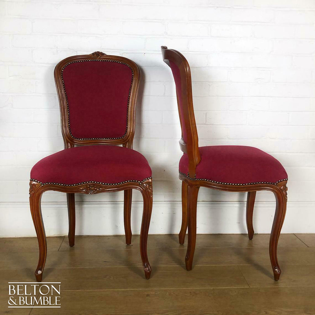 Set of 6 Carved Dining Chairs, Including 4 Chairs and 2 Carvers in Red-Belton & Bumble
