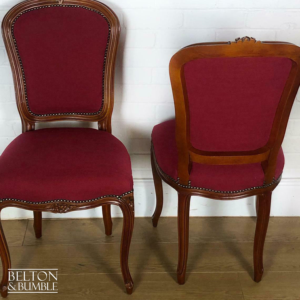Set of 6 Carved Dining Chairs, Including 4 Chairs and 2 Carvers in Red-Belton & Bumble