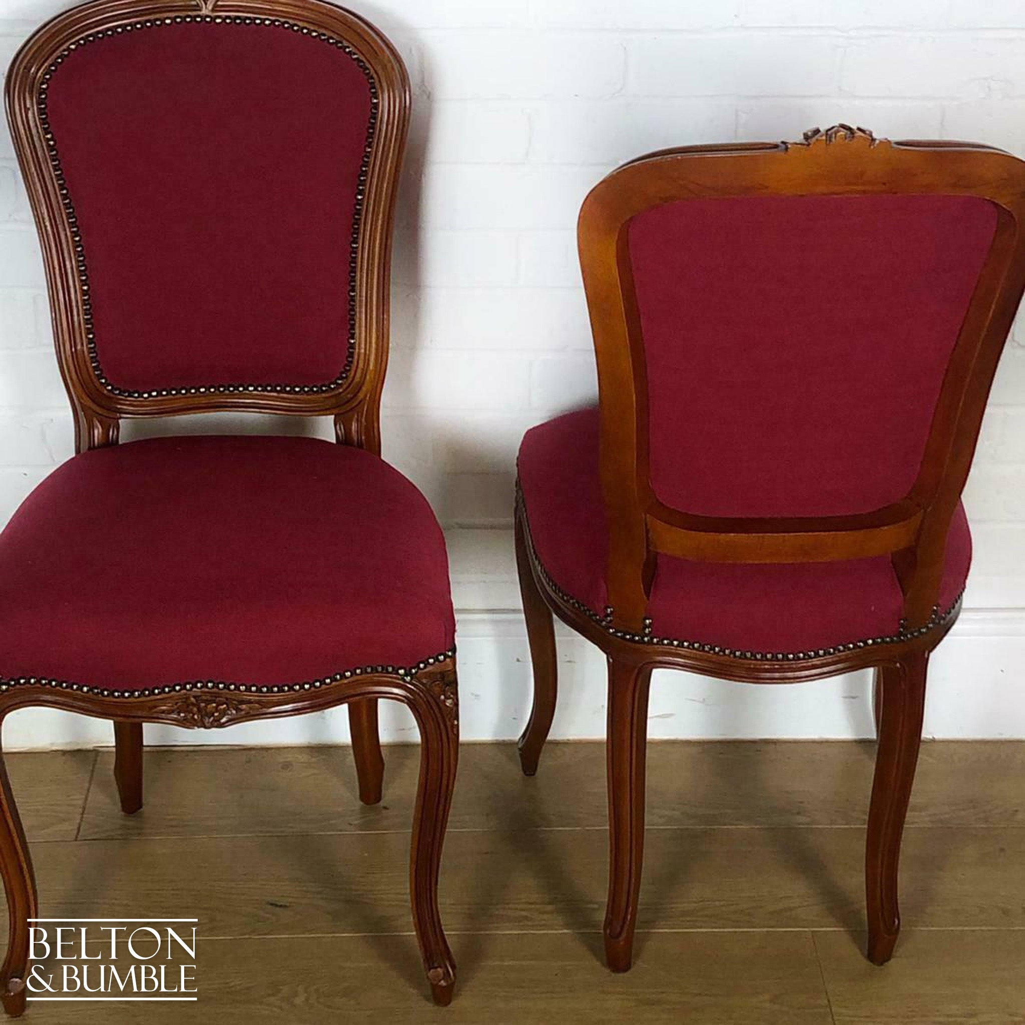 Set of 6 Carved Dining Chairs, Including 4 Chairs and 2 Carvers in Red-Belton & Bumble