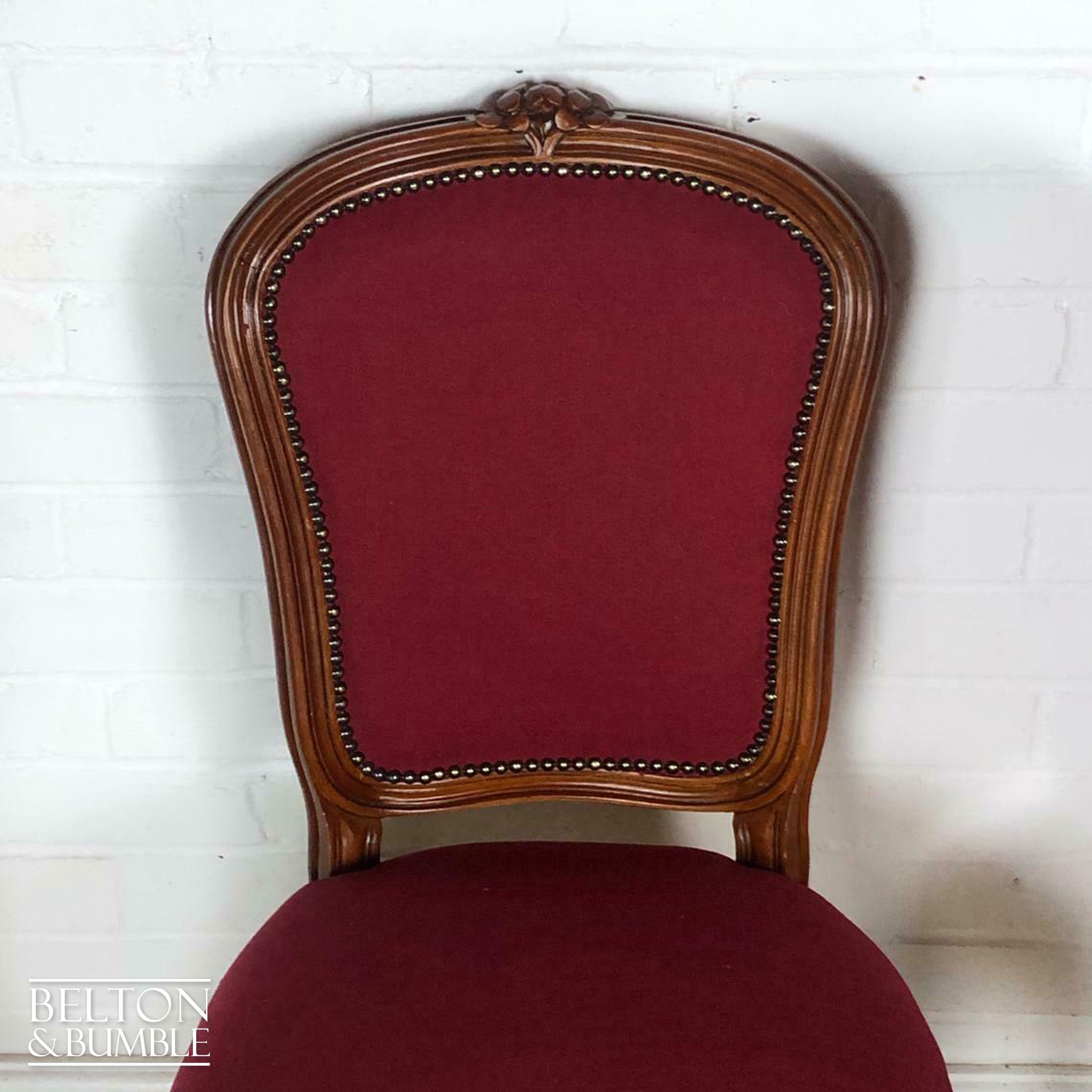 Set of 6 Carved Dining Chairs, Including 4 Chairs and 2 Carvers in Red-Belton & Bumble