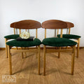 Set of Four Beech Dining Chairs with Dark Green Velvet, 1960s-Belton & Bumble