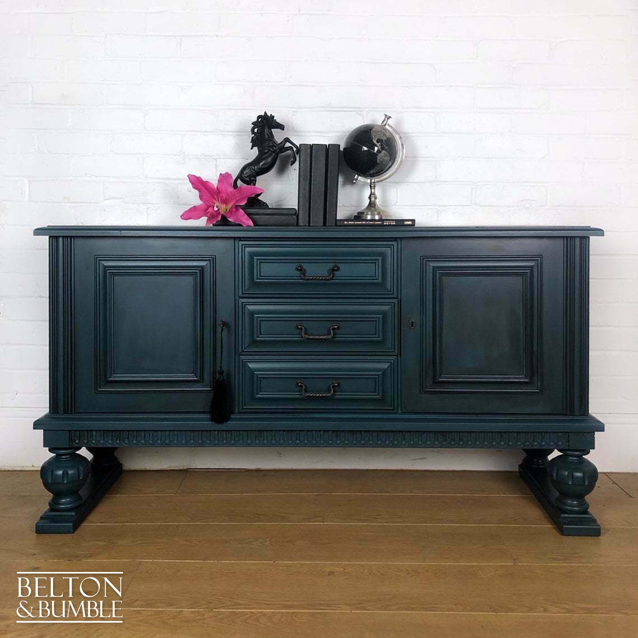 Sideboard with Carved Detail in Blue-Belton & Bumble