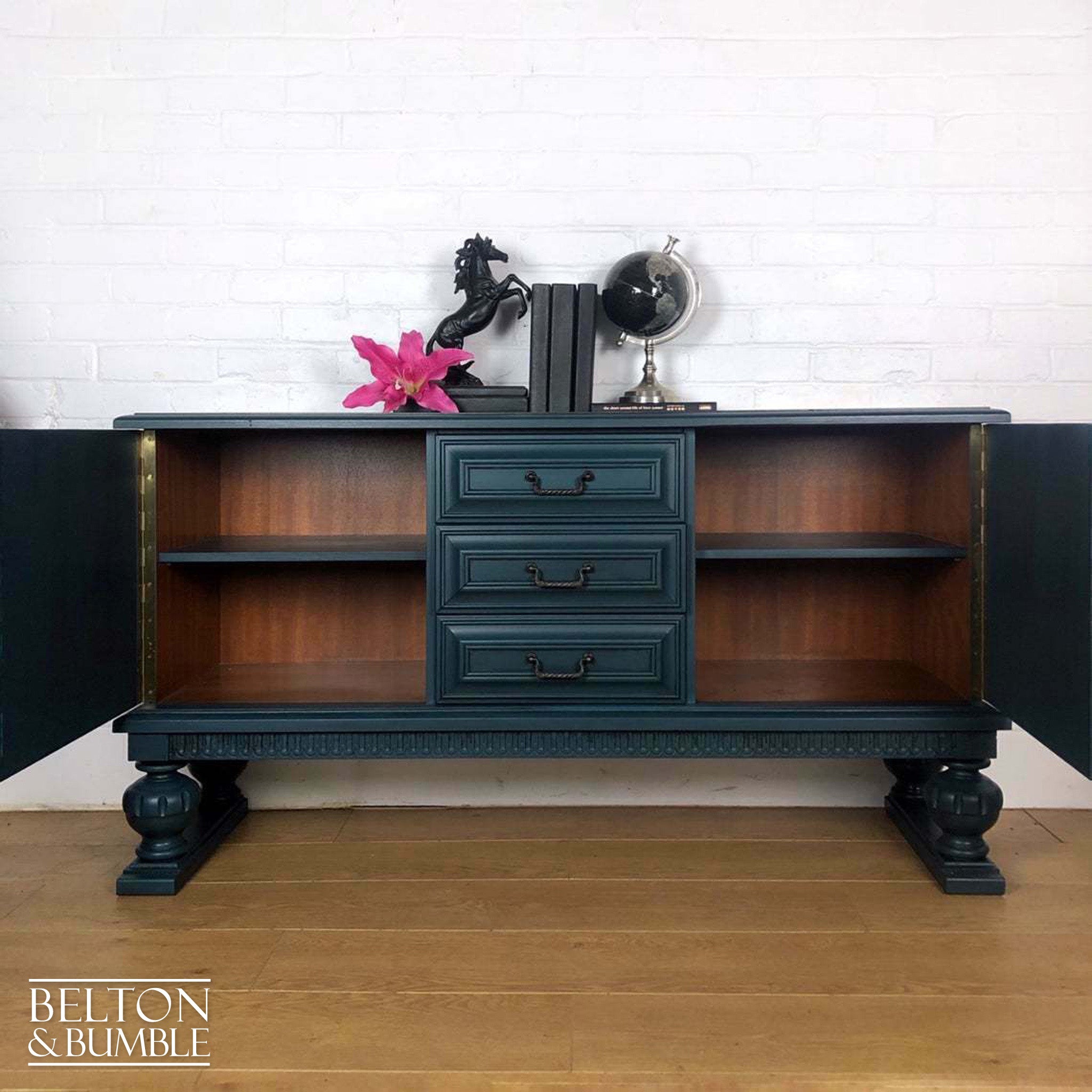 Sideboard with Carved Detail in Blue-Belton & Bumble