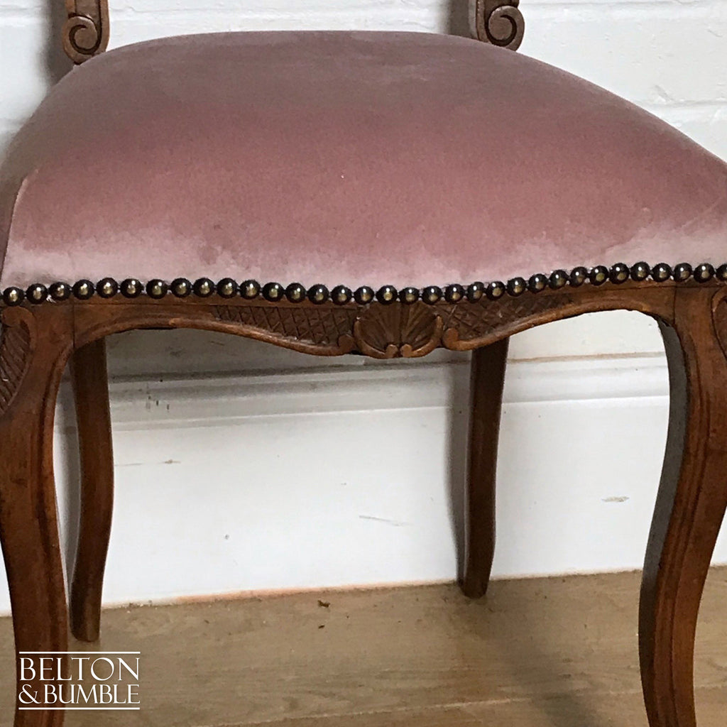 Pale Pink Velvet Carved Chair-Belton & Bumble