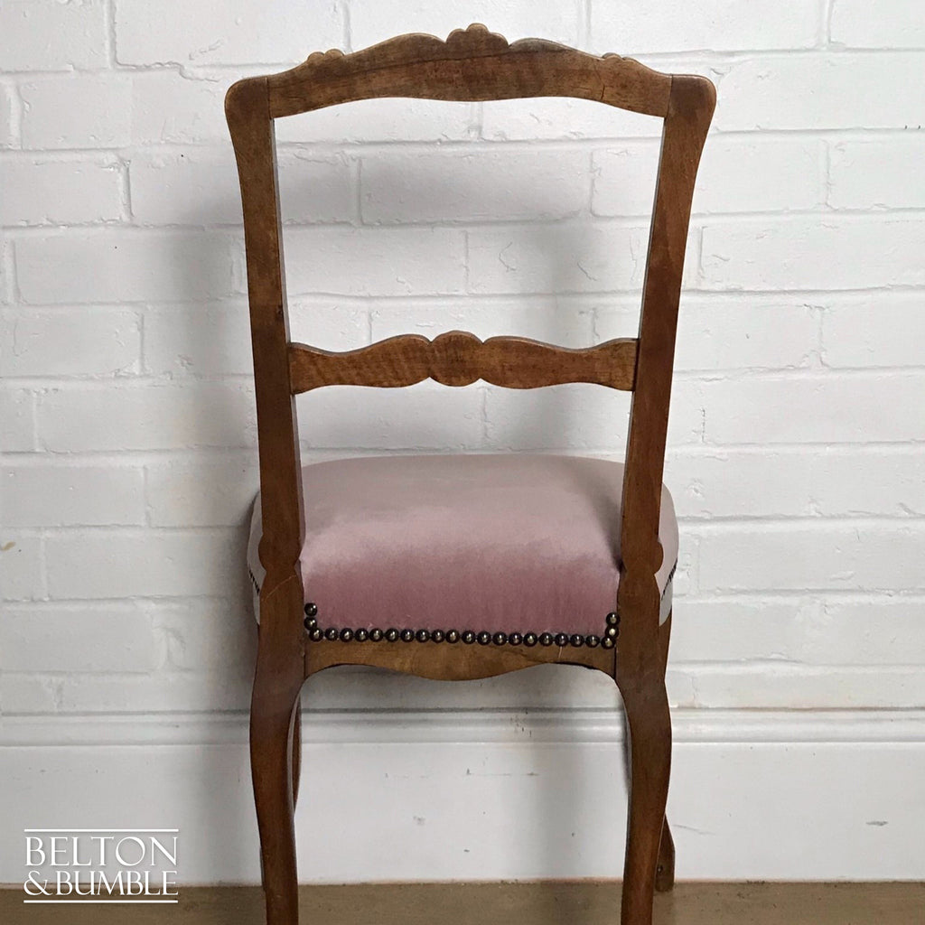 Pale Pink Velvet Carved Chair-Belton & Bumble