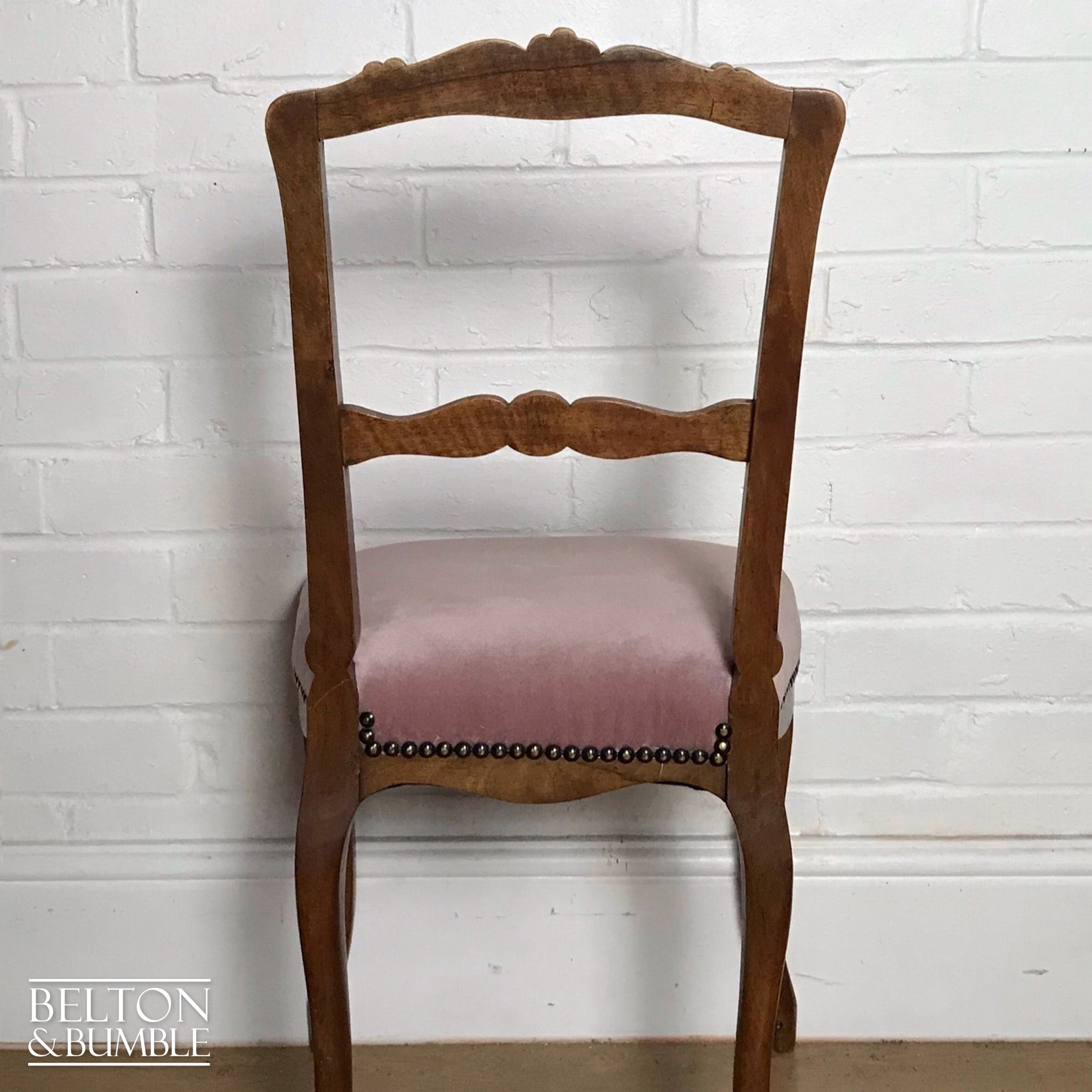 Pale Pink Velvet Carved Chair-Belton & Bumble