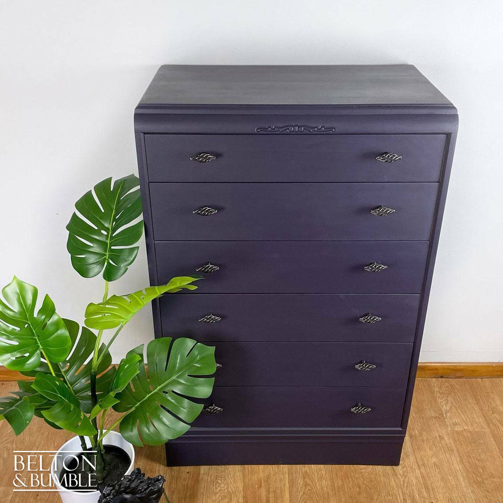 Six Drawer Chest of Drawers in Dark Purple by Beeanese-Belton & Bumble