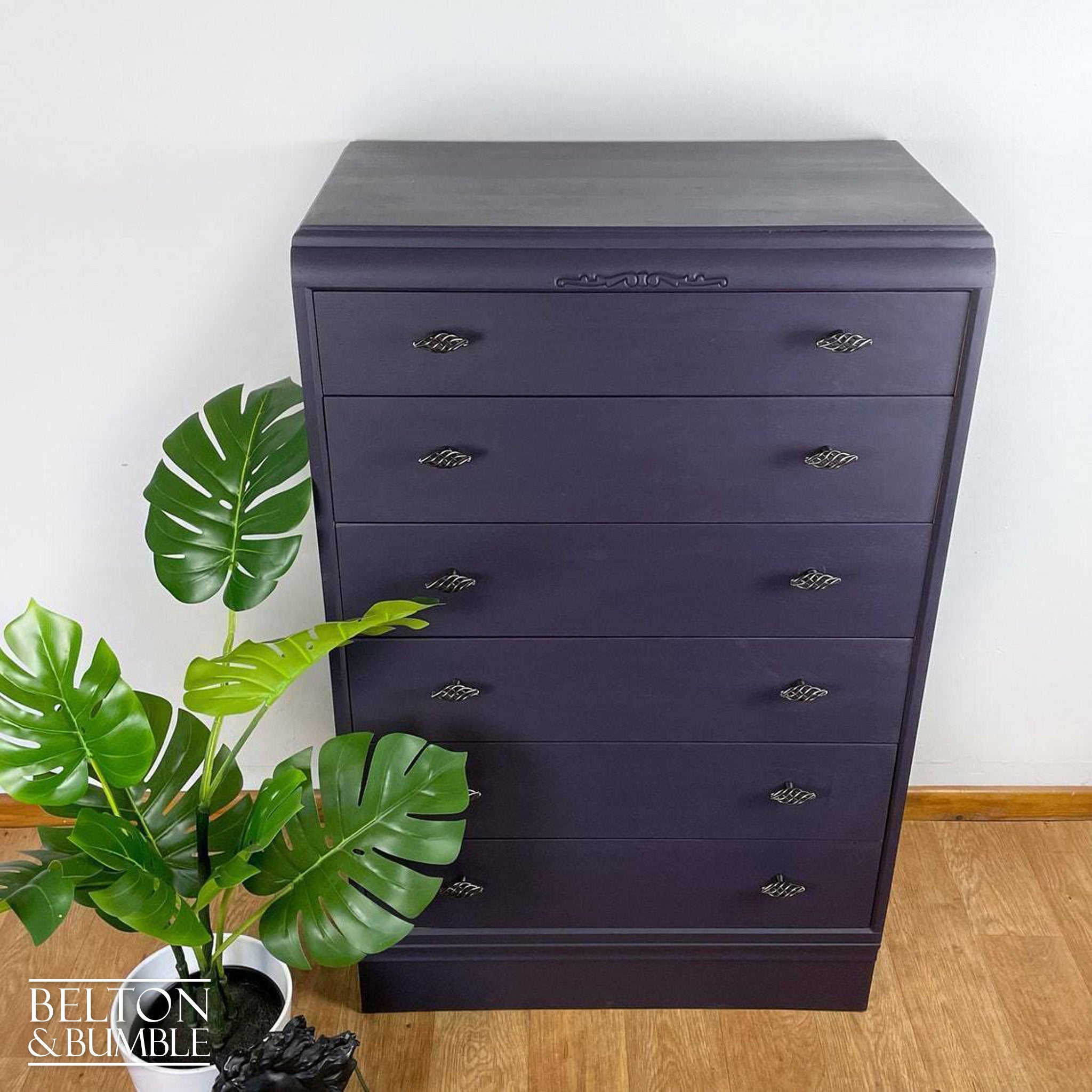 Six Drawer Chest of Drawers in Dark Purple by Beeanese-Belton & Bumble