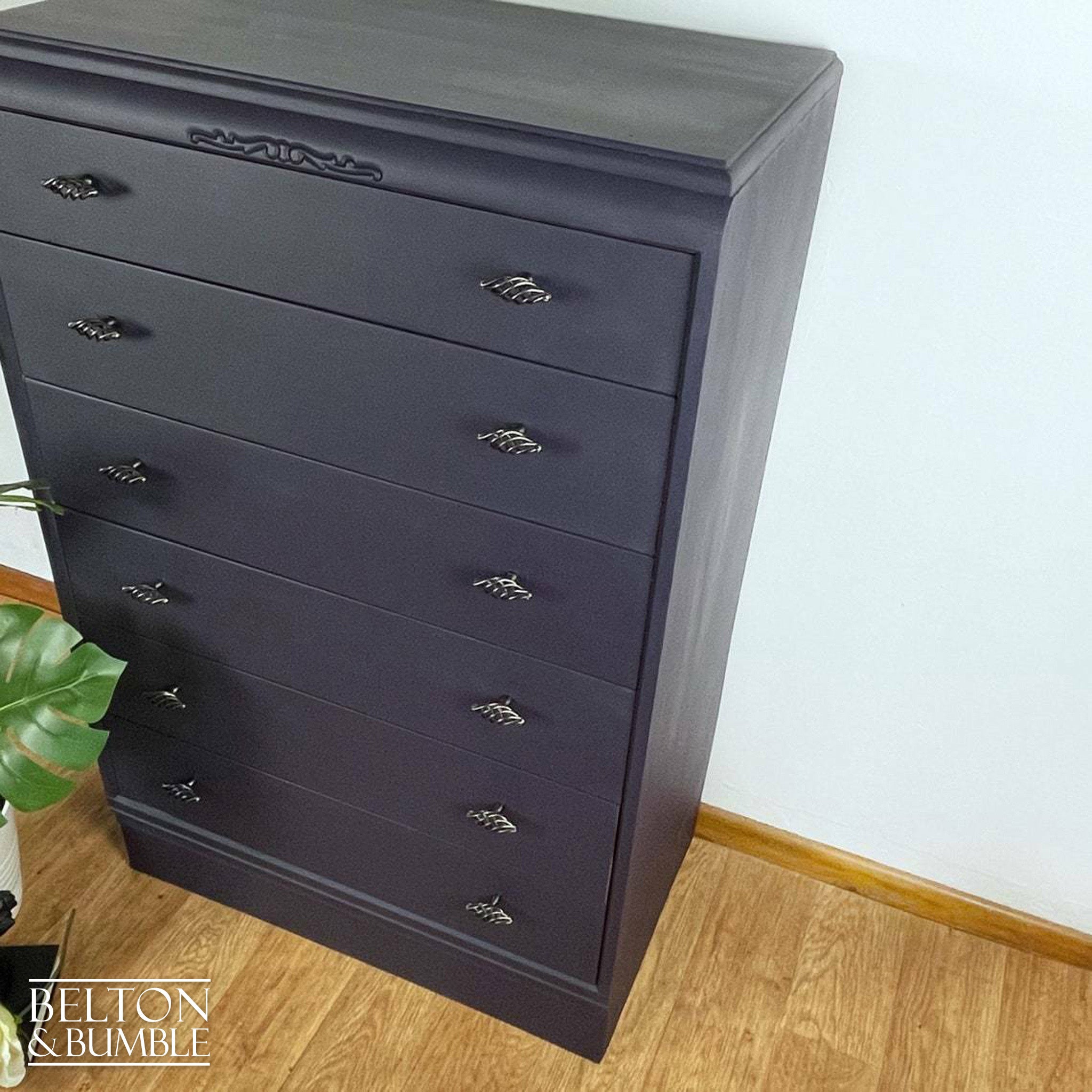 Six Drawer Chest of Drawers in Dark Purple by Beeanese-Belton & Bumble