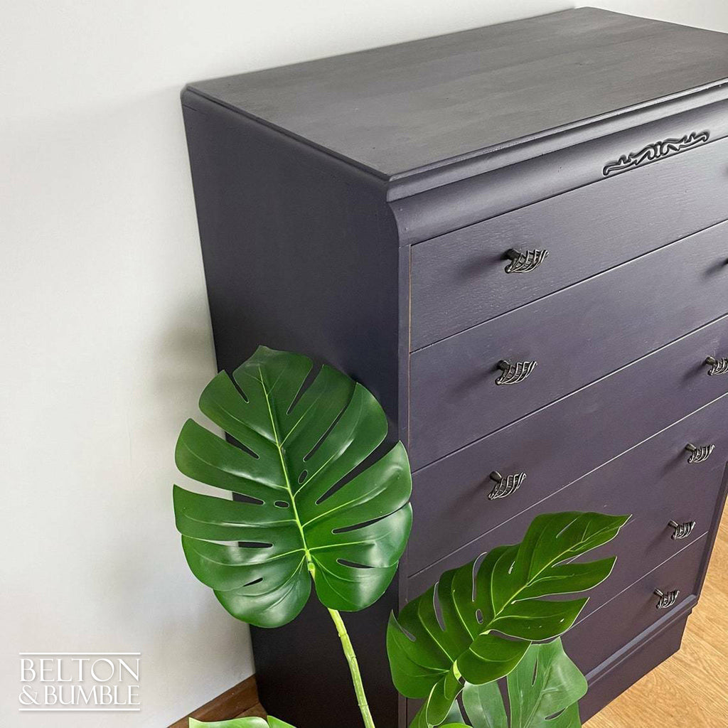 Six Drawer Chest of Drawers in Dark Purple by Beeanese-Belton & Bumble