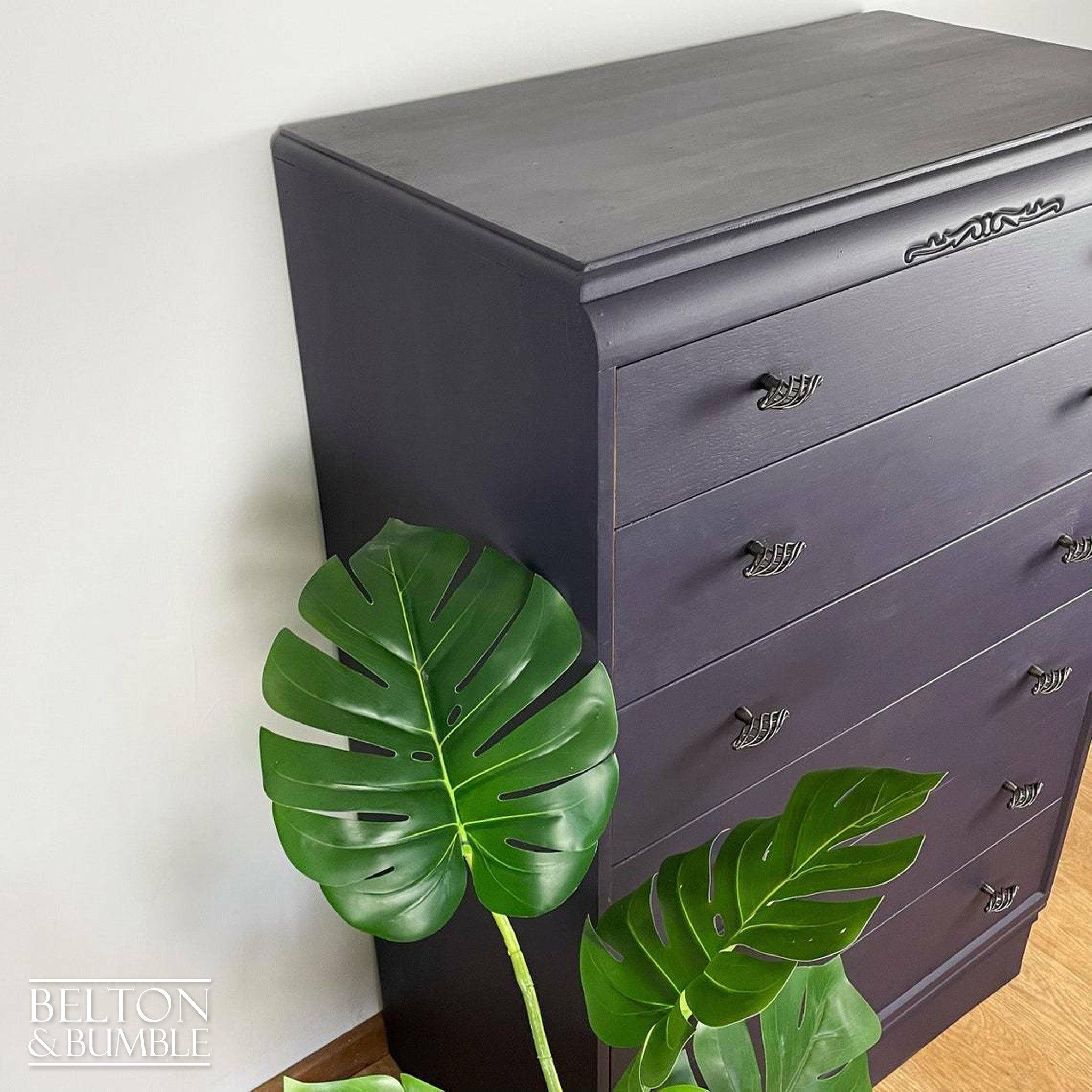 Six Drawer Chest of Drawers in Dark Purple by Beeanese-Belton & Bumble