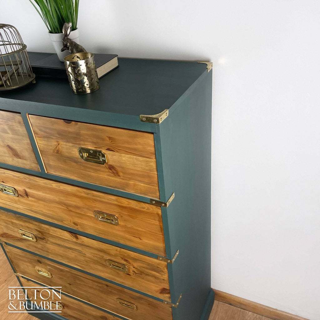 Six Drawer Pine Chest of Drawers in Green-Belton & Bumble