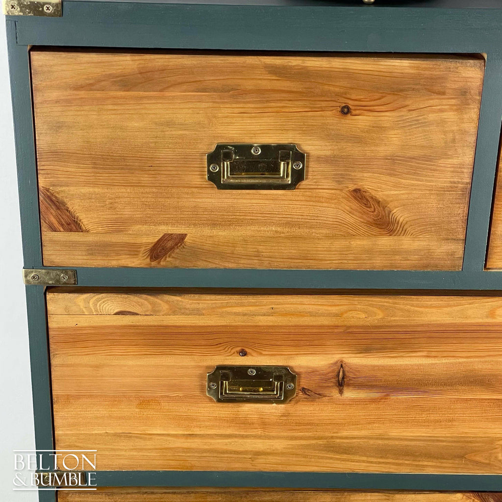 Six Drawer Pine Chest of Drawers in Green-Belton & Bumble