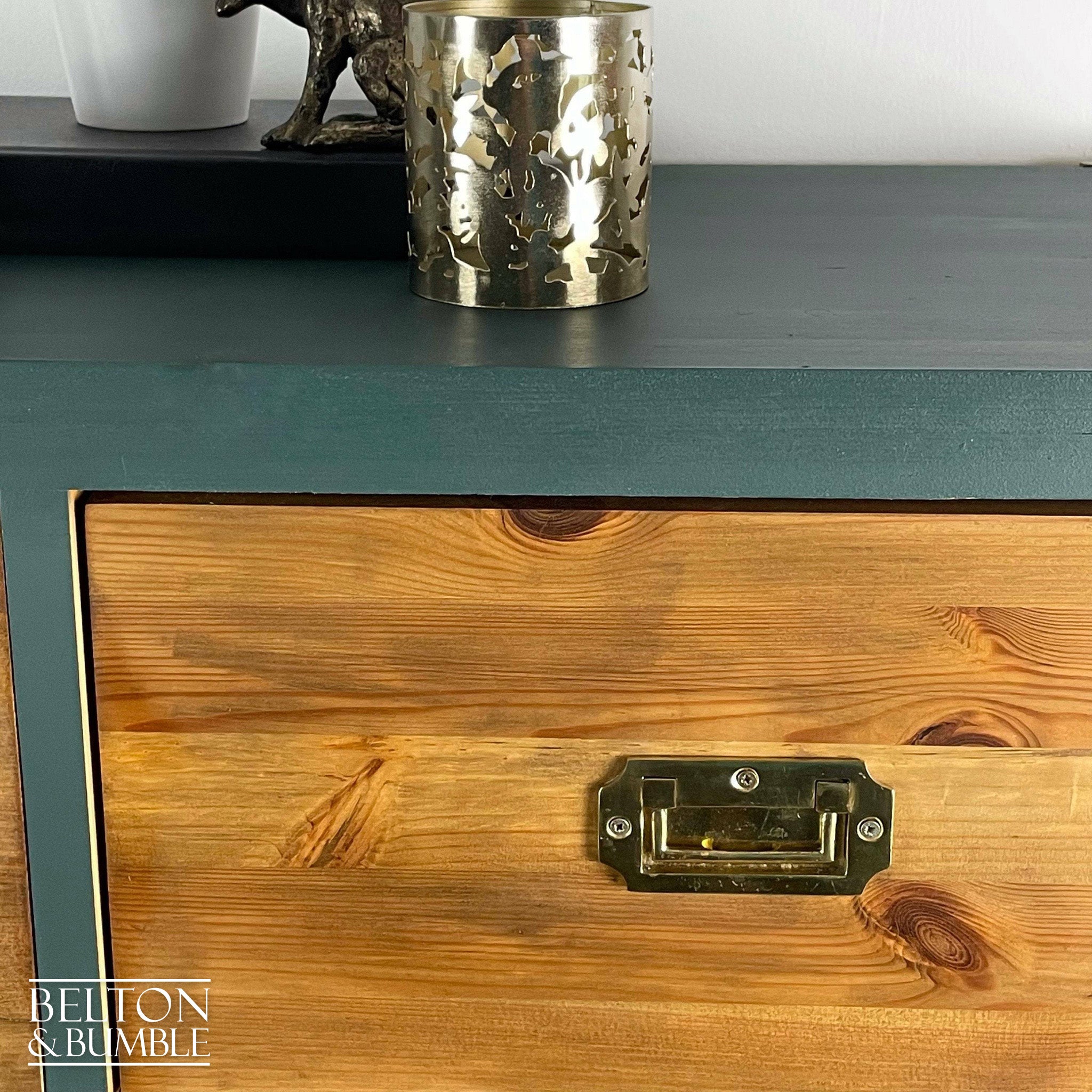 Six Drawer Pine Chest of Drawers in Green-Belton & Bumble