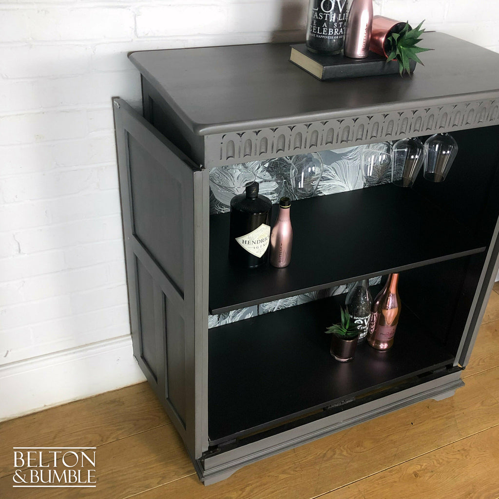 Solid Wood Carved Grey Drinks Cabinet-Belton & Bumble