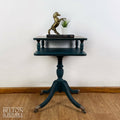 Square Flamed Mahogany Side Table in Blue and Black-Belton & Bumble