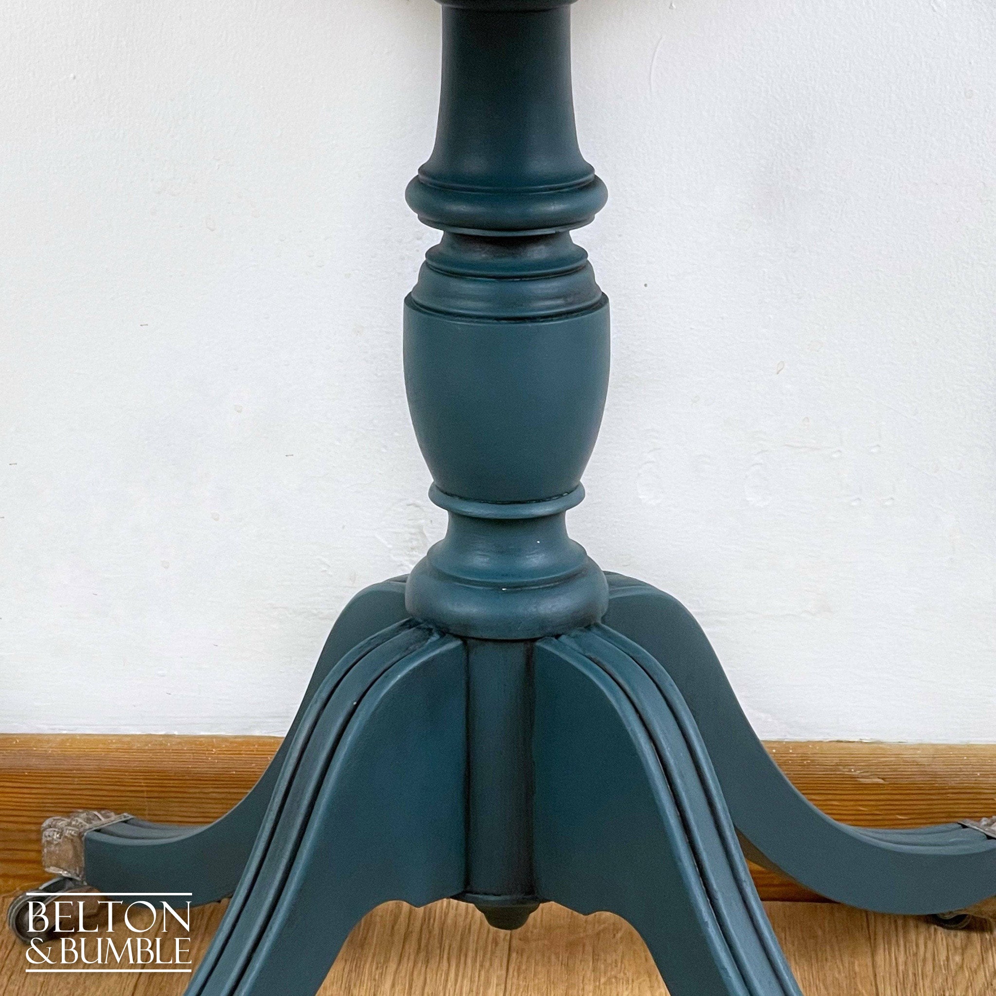 Square Flamed Mahogany Side Table in Blue and Black-Belton & Bumble