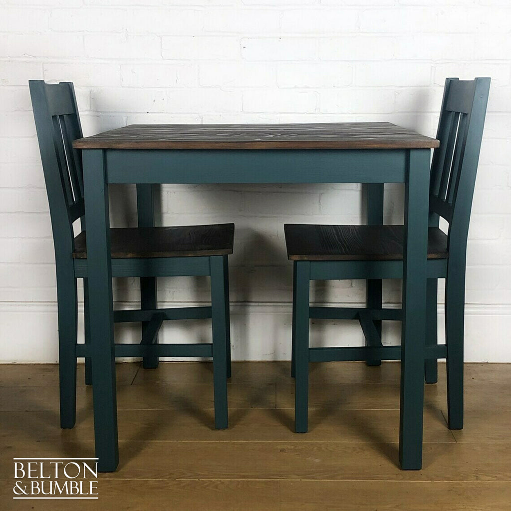 Square Pine Dining Table and Two Chair Set in Green-Belton & Bumble