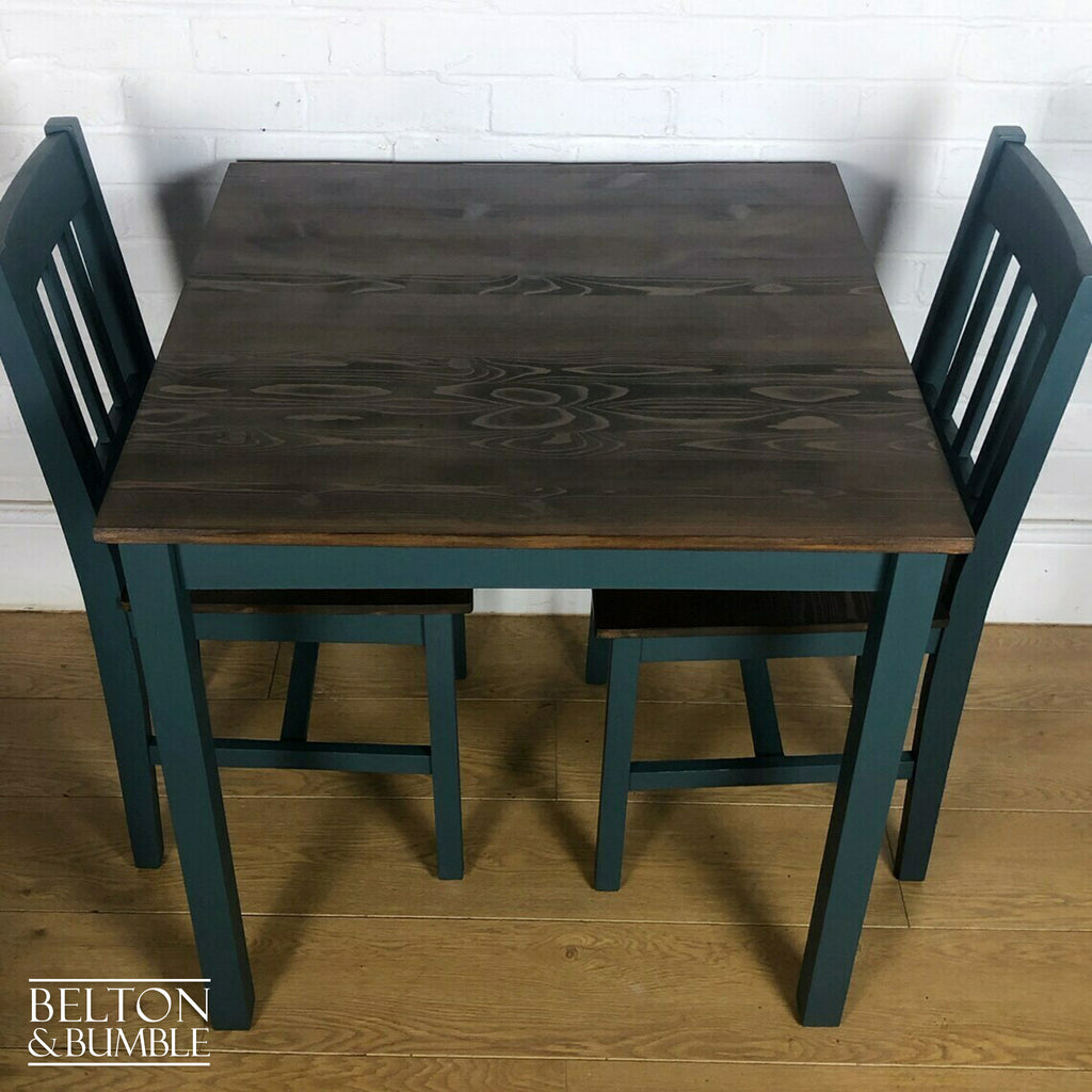 Square Pine Dining Table and Two Chair Set in Green-Belton & Bumble