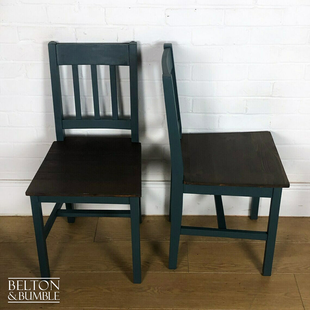 Square Pine Dining Table and Two Chair Set in Green-Belton & Bumble
