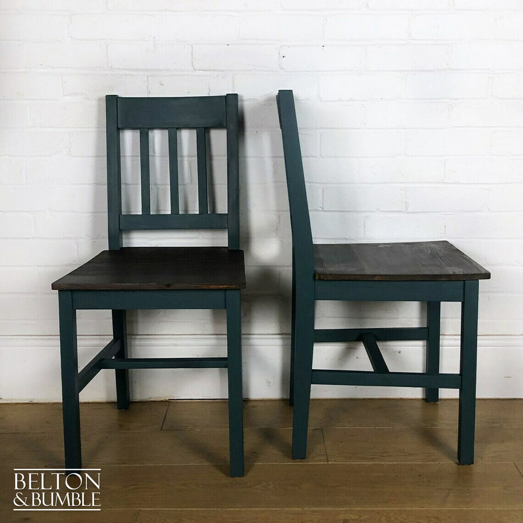 Square Pine Dining Table and Two Chair Set in Green-Belton & Bumble