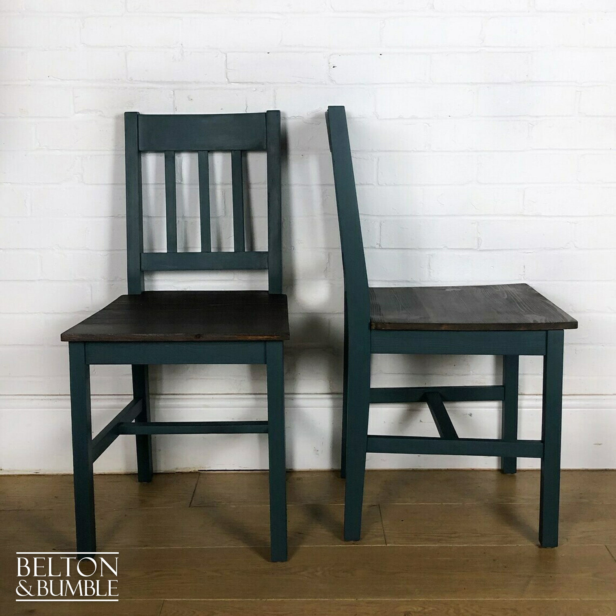 Square Pine Dining Table and Two Chair Set in Green-Belton & Bumble