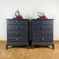 Stag Minstrel Four Drawer Bedside Tables In Navy Blue-Belton & Bumble