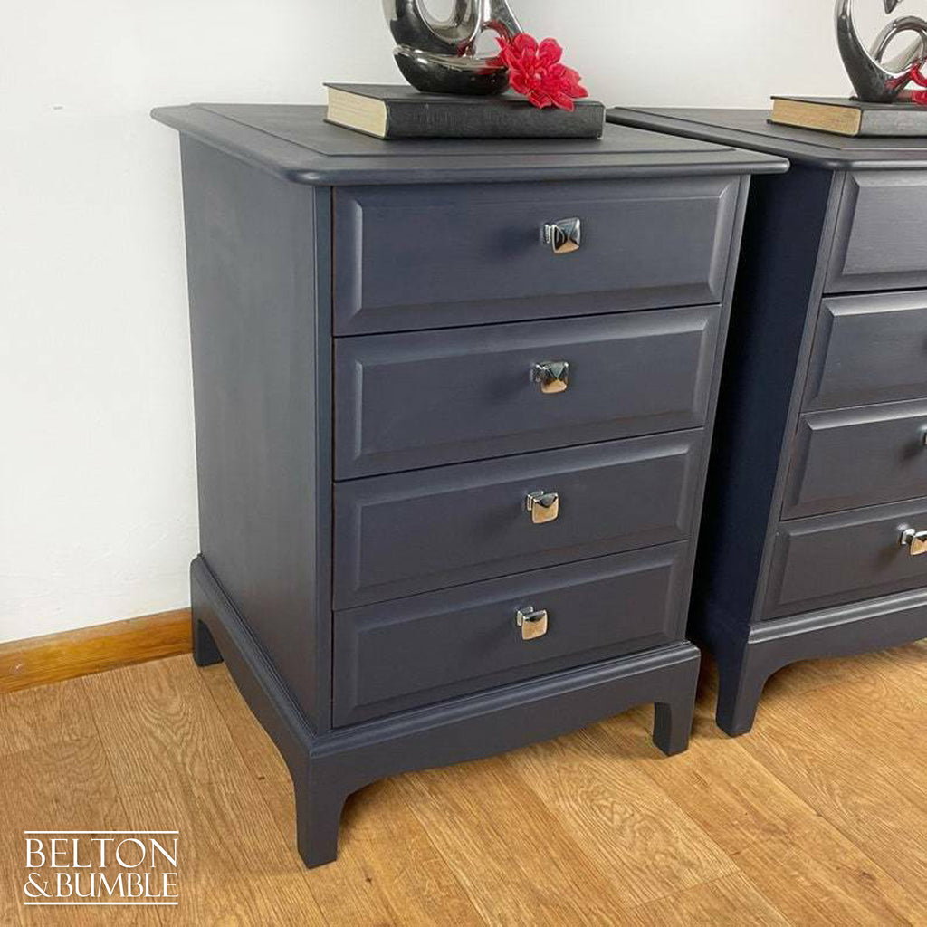 Stag Minstrel Four Drawer Bedside Tables In Navy Blue-Belton & Bumble