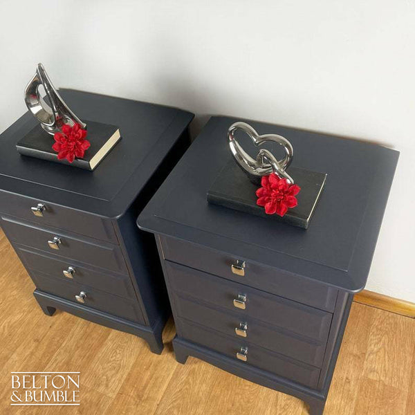 Stag Minstrel Four Drawer Bedside Tables In Navy Blue-Belton & Butler