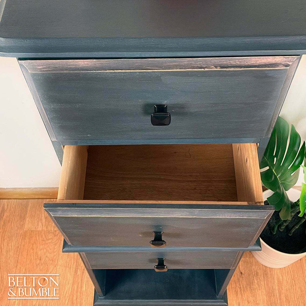 Tallboy Narrow Chest of Drawers in Blue-Belton & Bumble
