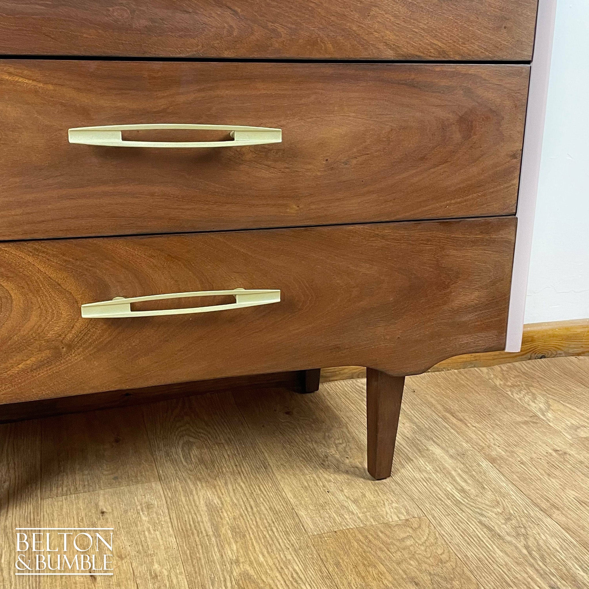 Three Drawer Chest of Drawers in Pale Pink and Wood-Belton & Bumble