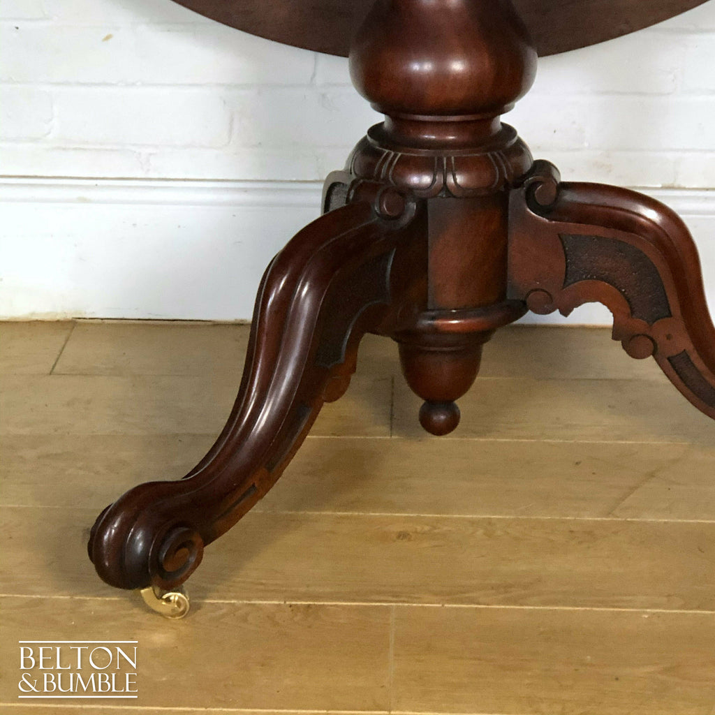 Victorian Mahogany Drop Leaf Round Tilt Top Dining Table-Belton & Bumble