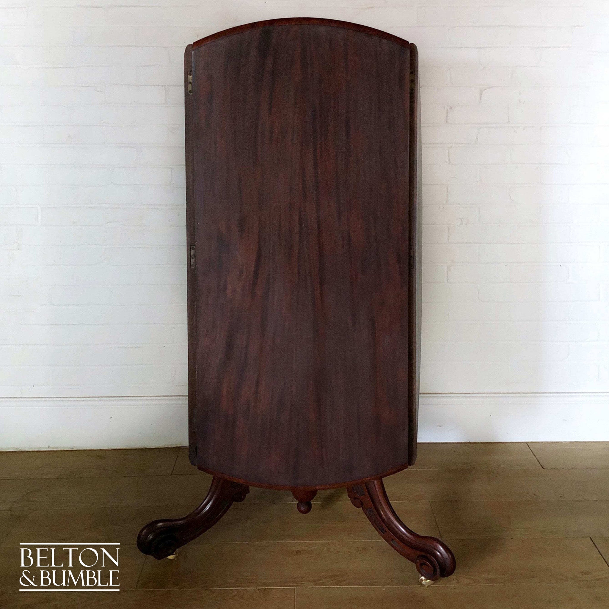 Victorian Mahogany Drop Leaf Round Tilt Top Dining Table-Belton & Bumble