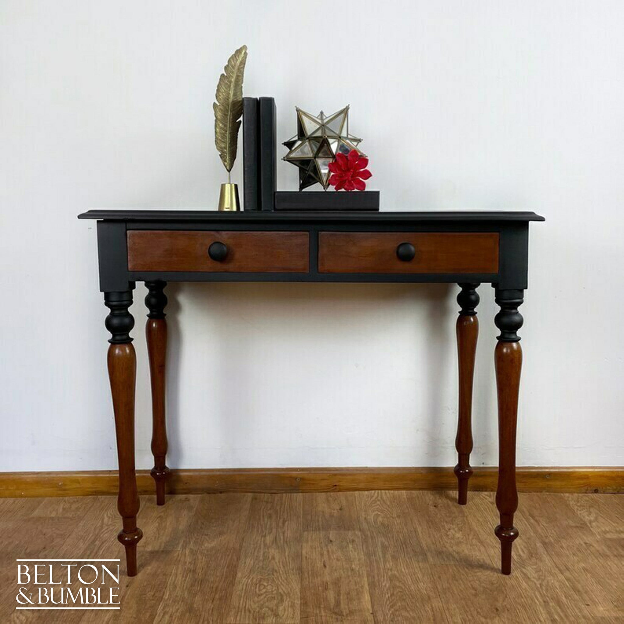 Victorian Two Drawer Desk in Black-Belton & Bumble