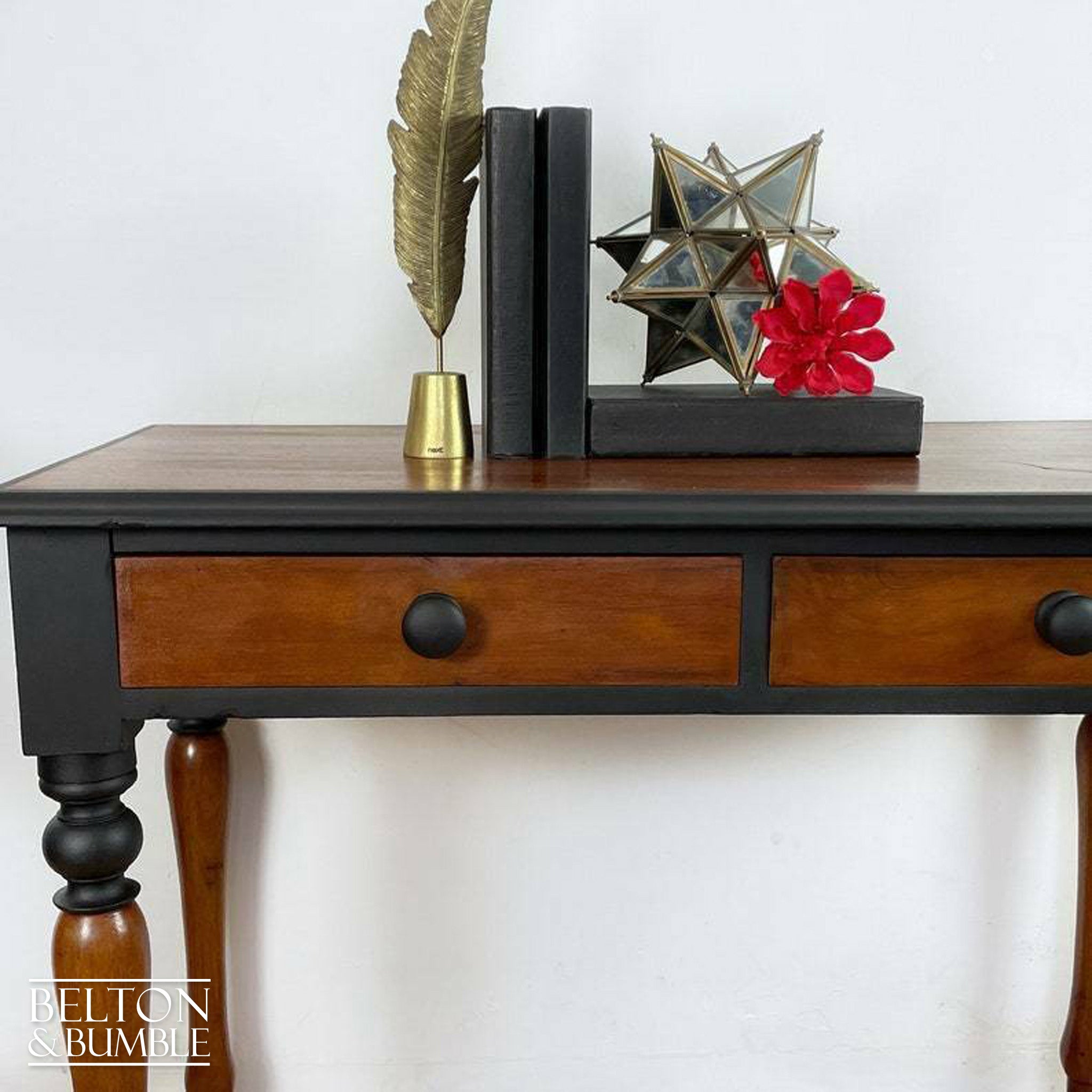 Victorian Two Drawer Desk in Black-Belton & Bumble