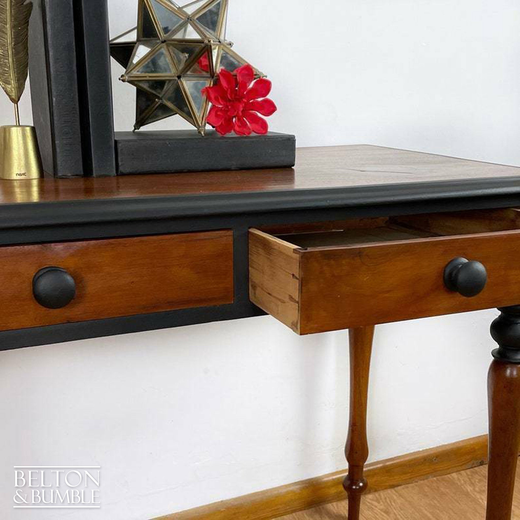 Victorian Two Drawer Desk in Black-Belton & Bumble