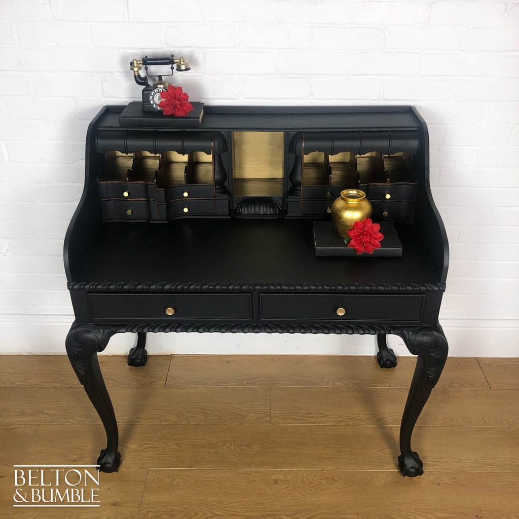 Vintage Writing Desk in Black and Gold-Belton & Bumble