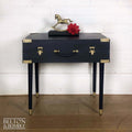 Vintage Wooden Suitcase Side Table in Navy & Gold-Belton & Bumble