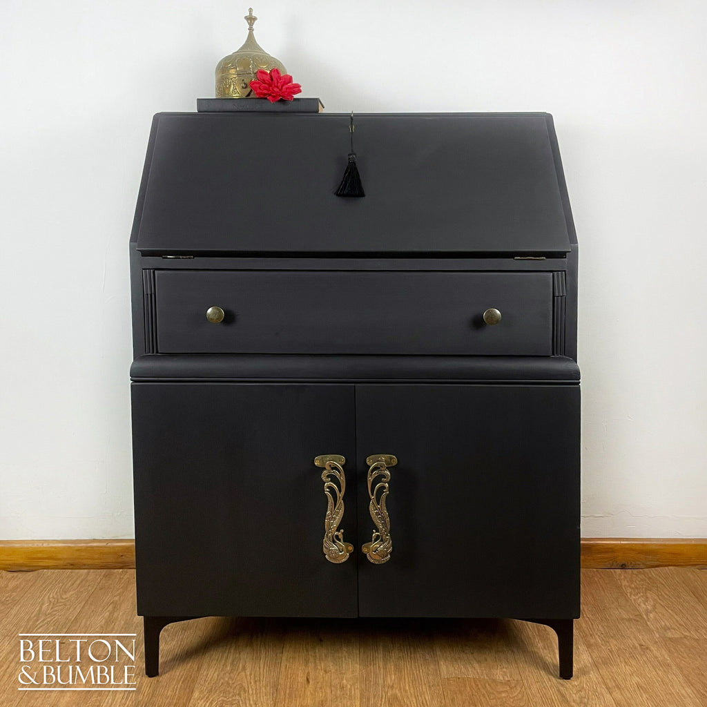 Writing Desk Bureau Cupboard in Black and Bronze by Lebus-Belton & Bumble