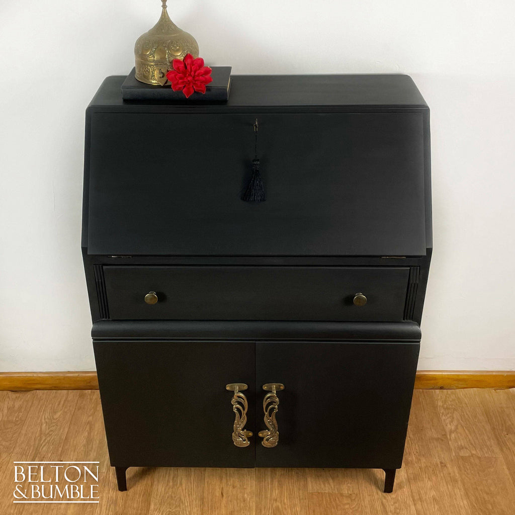 Writing Desk Bureau Cupboard in Black and Bronze by Lebus-Belton & Bumble