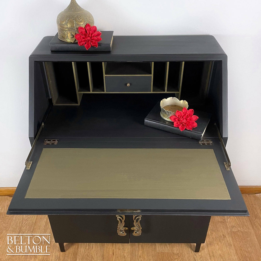 Writing Desk Bureau Cupboard in Black and Bronze by Lebus-Belton & Bumble