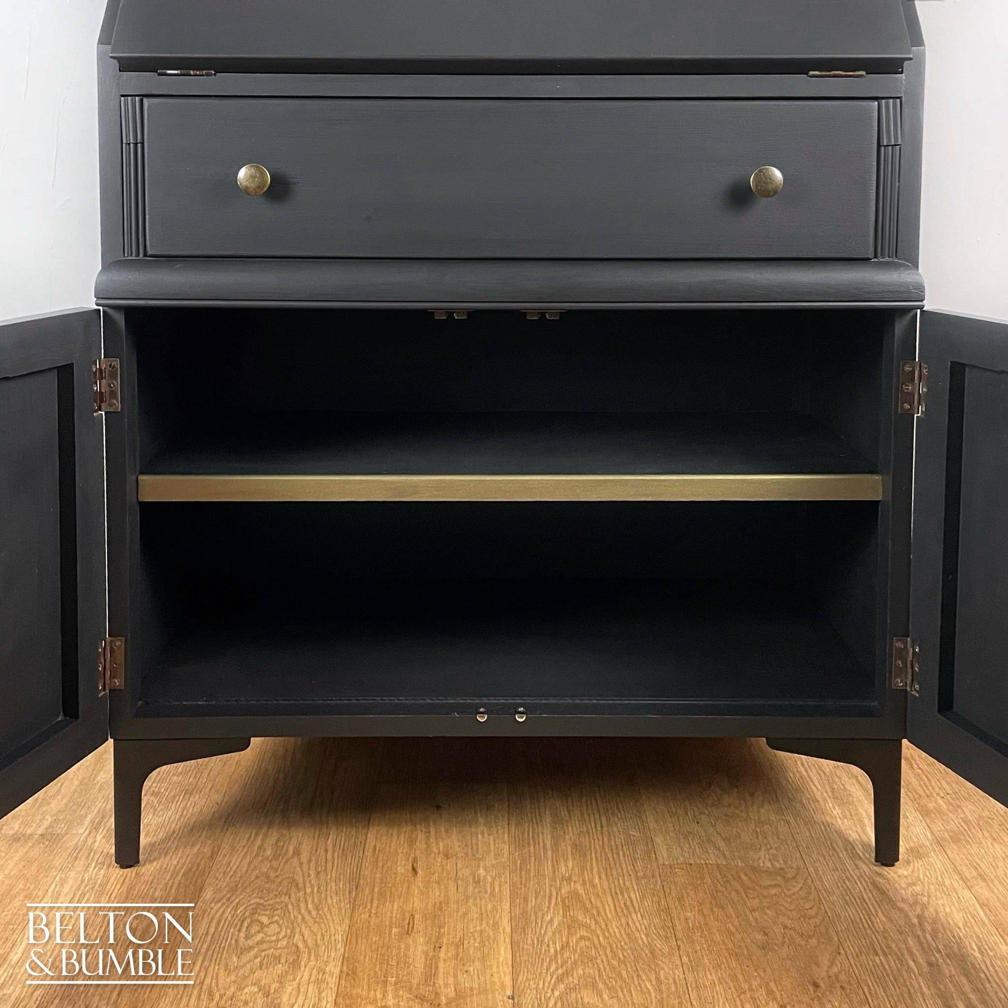 Writing Desk Bureau Cupboard in Black and Bronze by Lebus-Belton & Bumble